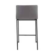 LumiSource Mara Counter Stool Set of 2 | Black Metal and Grey PU Faux Leather | Kitchen Island & Dining Room Seating | Model B26-MARAUPBKGY2