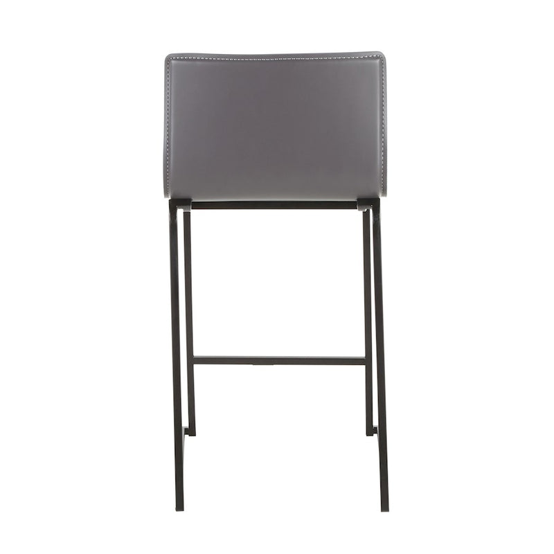 LumiSource Mara Counter Stool Set of 2 | Black Metal and Grey PU Faux Leather | Kitchen Island & Dining Room Seating | Model B26-MARAUPBKGY2
