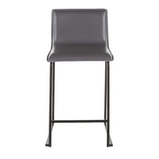 LumiSource Mara Counter Stool Set of 2 | Black Metal and Grey PU Faux Leather | Kitchen Island & Dining Room Seating | Model B26-MARAUPBKGY2