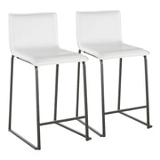 LumiSource Mara 19in Counter Stool Set of 2 | Black Metal and White PU Faux Leather | Kitchen Island & Dining Room Seating | Model B26-MARAUPBKW2