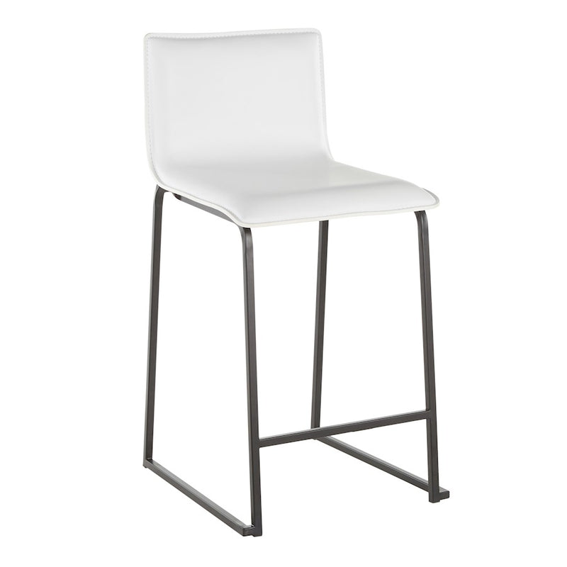 LumiSource Mara 19in Counter Stool Set of 2 | Black Metal and White PU Faux Leather | Kitchen Island & Dining Room Seating | Model B26-MARAUPBKW2