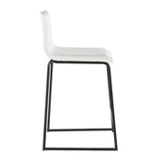 LumiSource Mara 19in Counter Stool Set of 2 | Black Metal and White PU Faux Leather | Kitchen Island & Dining Room Seating | Model B26-MARAUPBKW2