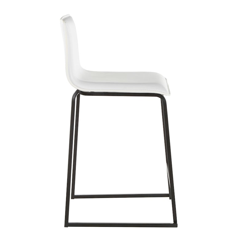 LumiSource Mara 19in Counter Stool Set of 2 | Black Metal and White PU Faux Leather | Kitchen Island & Dining Room Seating | Model B26-MARAUPBKW2