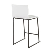 LumiSource Mara 19in Counter Stool Set of 2 | Black Metal and White PU Faux Leather | Kitchen Island & Dining Room Seating | Model B26-MARAUPBKW2