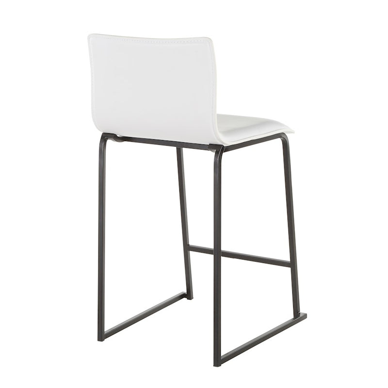 LumiSource Mara 19in Counter Stool Set of 2 | Black Metal and White PU Faux Leather | Kitchen Island & Dining Room Seating | Model B26-MARAUPBKW2