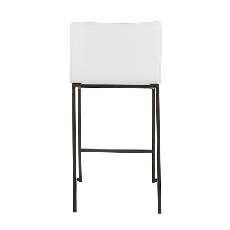 LumiSource Mara 19in Counter Stool Set of 2 | Black Metal and White PU Faux Leather | Kitchen Island & Dining Room Seating | Model B26-MARAUPBKW2