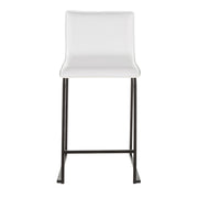 LumiSource Mara 19in Counter Stool Set of 2 | Black Metal and White PU Faux Leather | Kitchen Island & Dining Room Seating | Model B26-MARAUPBKW2