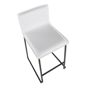 LumiSource Mara 19in Counter Stool Set of 2 | Black Metal and White PU Faux Leather | Kitchen Island & Dining Room Seating | Model B26-MARAUPBKW2