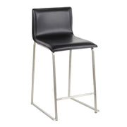 LumiSource Mara 19in Counter Stool Set of 2 | Brushed Stainless Steel and Black PU Faux Leather | Kitchen Island & Dining | Model B26-MARAUPSSBK2