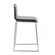LumiSource Mara 19in Counter Stool Set of 2 | Brushed Stainless Steel and Black PU Faux Leather | Kitchen Island & Dining | Model B26-MARAUPSSBK2