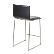 LumiSource Mara 19in Counter Stool Set of 2 | Brushed Stainless Steel and Black PU Faux Leather | Kitchen Island & Dining | Model B26-MARAUPSSBK2
