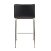 LumiSource Mara 19in Counter Stool Set of 2 | Brushed Stainless Steel and Black PU Faux Leather | Kitchen Island & Dining | Model B26-MARAUPSSBK2