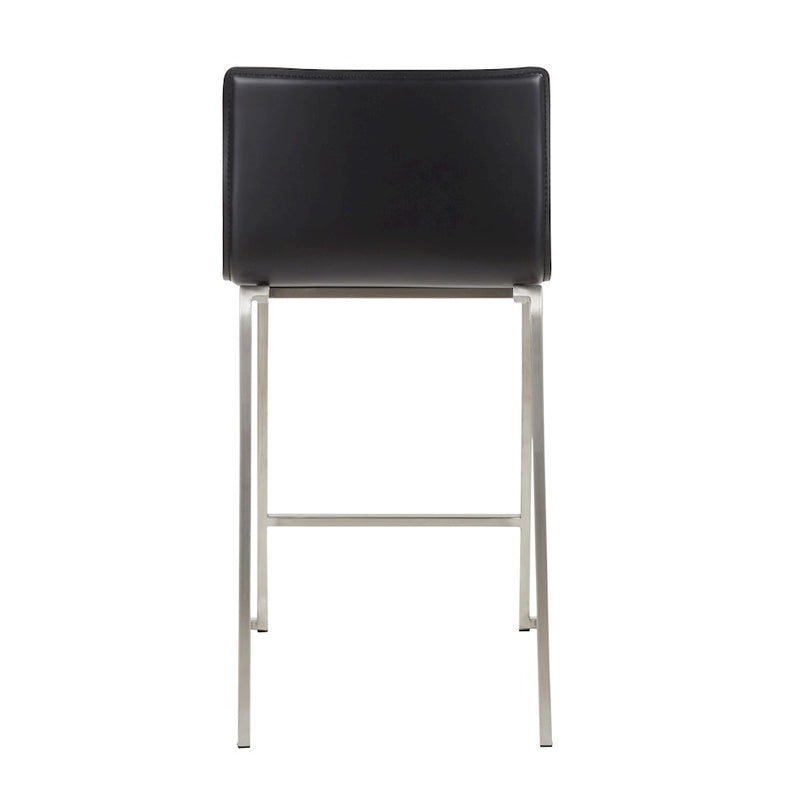 LumiSource Mara 19in Counter Stool Set of 2 | Brushed Stainless Steel and Black PU Faux Leather | Kitchen Island & Dining | Model B26-MARAUPSSBK2