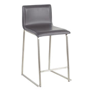 LumiSource Mara 34.5in Counter Stool Set of 2 | Contemporary Grey PU Leather on Brushed Stainless Steel | Kitchen Island | Model B26-MARAUPSSGY2