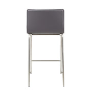 LumiSource Mara 34.5in Counter Stool Set of 2 | Contemporary Grey PU Leather on Brushed Stainless Steel | Kitchen Island | Model B26-MARAUPSSGY2