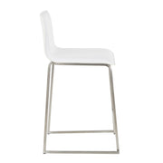 LumiSource Mara 34.5in Counter Stool Set of 2 | Contemporary White PU Leather on Brushed Stainless Steel | Kitchen Island | Model B26-MARAUPSSW2