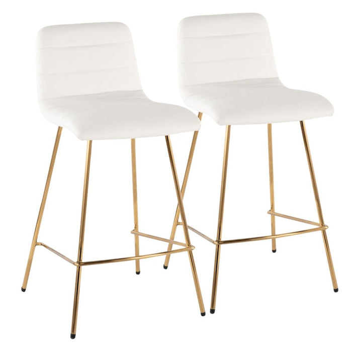 LumiSource Marco Counter Stool, Set of 2, Gold/White - B26-MARCOAUW2