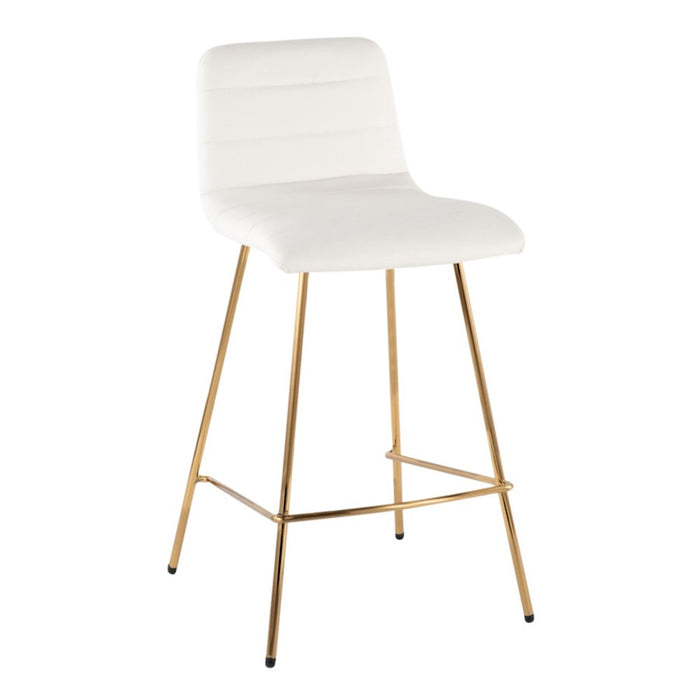 LumiSource Marco Counter Stool, Set of 2, Gold/White