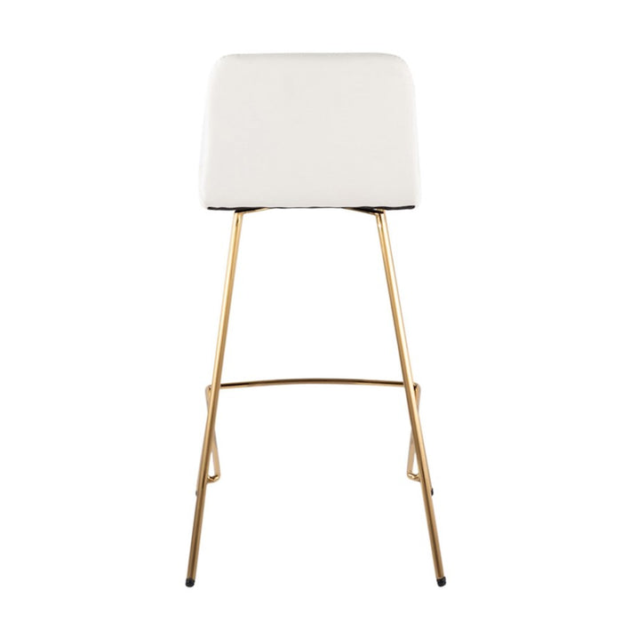 LumiSource Marco Counter Stool, Set of 2, Gold/White