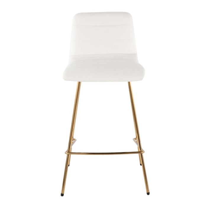LumiSource Marco Counter Stool, Set of 2, Gold/White