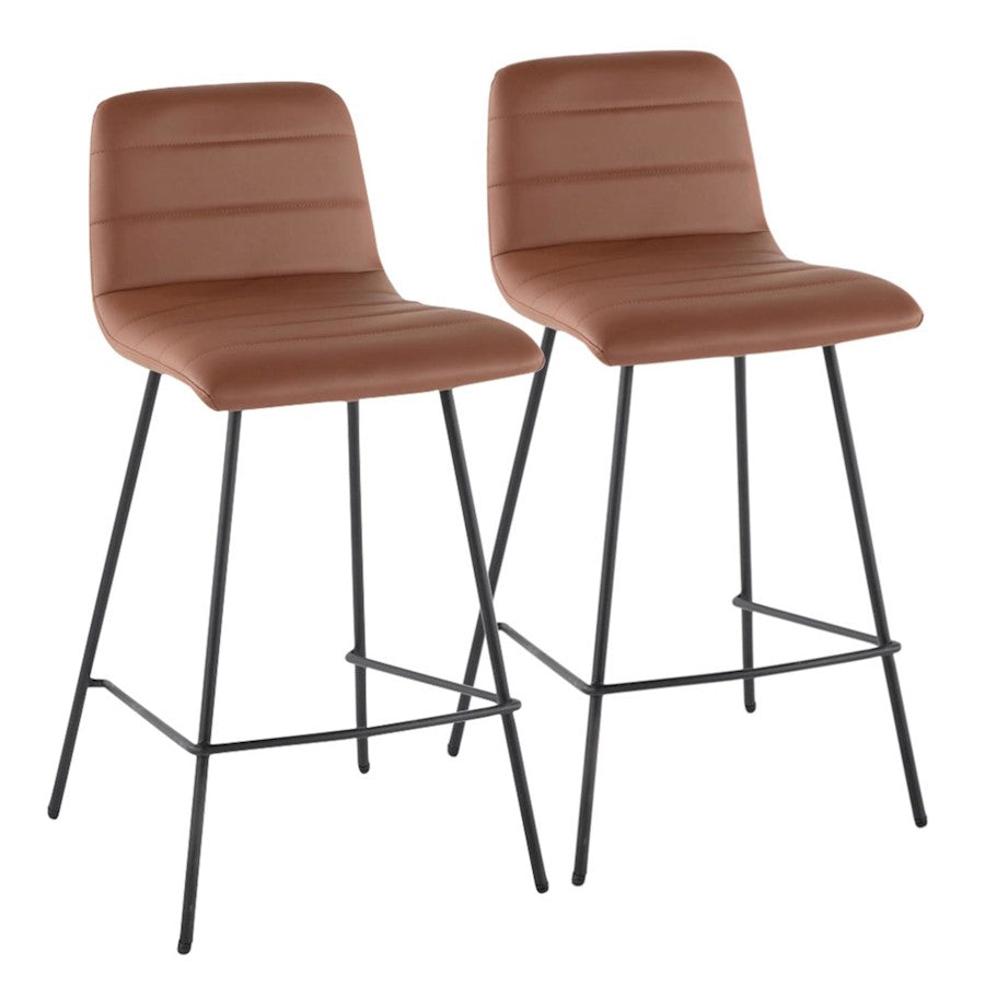 LumiSource Marco Counter Stool, Set of 2, Black/Camel - B26-MARCOBKCAM2