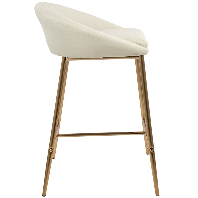 LumiSource Matisse Glam 26in Counter Stool | Gold Metal and Cream Fabric | Kitchen Island & Breakfast Bar Seating | Model B26-MATSEAUCR2