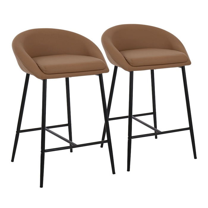 LumiSource Matisse Counter Stool, Set of 2, Black Steel/Camel - B26-MATSEBKCAM2