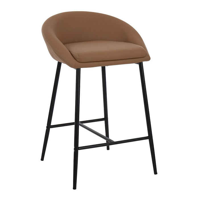 LumiSource Matisse Counter Stool, Set of 2, Black Steel/Camel