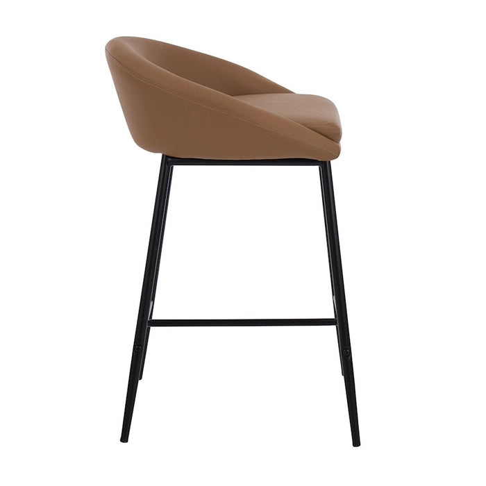 LumiSource Matisse Counter Stool, Set of 2, Black Steel/Camel