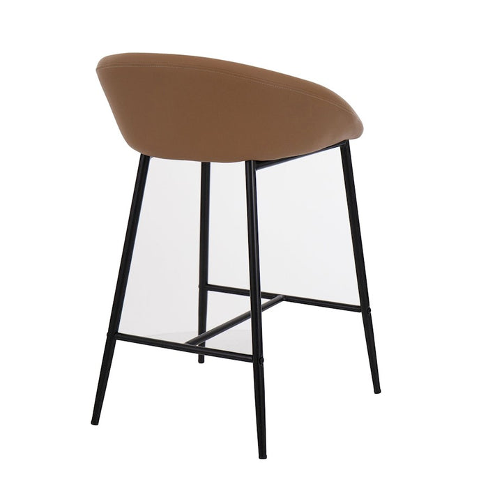 LumiSource Matisse Counter Stool, Set of 2, Black Steel/Camel