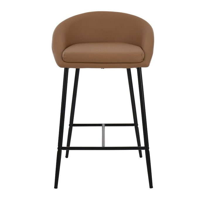 LumiSource Matisse Counter Stool, Set of 2, Black Steel/Camel
