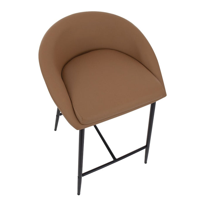 LumiSource Matisse Counter Stool, Set of 2, Black Steel/Camel