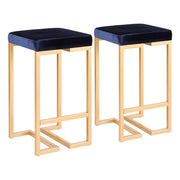 LumiSource Midas 26in Counter Stool | Gold Metal and Blue Velvet | Kitchen Island & Dining Room Seating | 16.25 x 16.25 x 27 in | Model B26-MDASAU-BU2