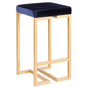 LumiSource Midas 26in Counter Stool | Gold Metal and Blue Velvet | Kitchen Island & Dining Room Seating | 16.25 x 16.25 x 27 in | Model B26-MDASAU-BU2