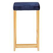LumiSource Midas 26in Counter Stool | Gold Metal and Blue Velvet | Kitchen Island & Dining Room Seating | 16.25 x 16.25 x 27 in | Model B26-MDASAU-BU2