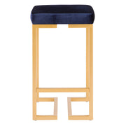 LumiSource Midas 26in Counter Stool | Gold Metal and Blue Velvet | Kitchen Island & Dining Room Seating | 16.25 x 16.25 x 27 in | Model B26-MDASAU-BU2