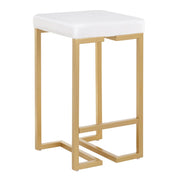 LumiSource Midas 26in Counter Stool | Gold Metal and White Velvet | Kitchen Island & Breakfast Bar Seating | 16 x 16 x 26.5 in | Model B26-MDASAU-VW2