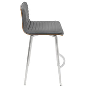 LumiSource Mason Swivel Counter Stool Set/2 | Grey PU Tufted Seat, Walnut Wood Back, Stainless Steel Base | Kitchen Island | Model B26-MSNSWWLGY2