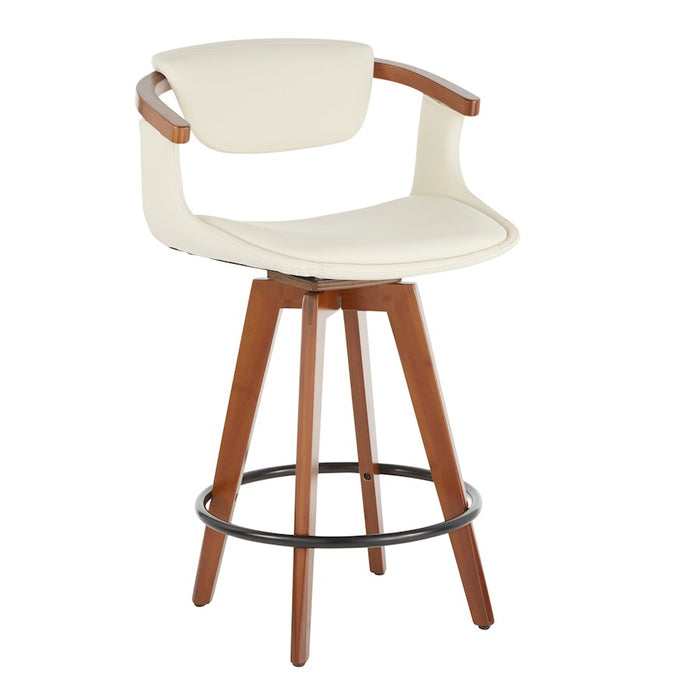 LumiSource Oracle Counter Stool, Walnut Bamboo/Black Metal
