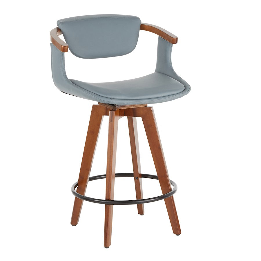 LumiSource Oracle Counter Stool, Walnut Bamboo/Black Metal