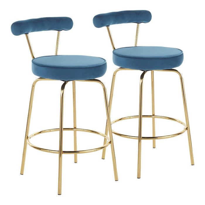 LumiSource Rhonda Counter Stool, Set of 2, Gold Metal