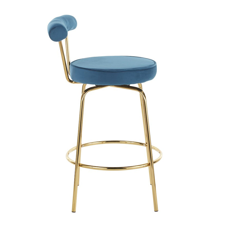 LumiSource Rhonda Counter Stool Set of 2 | Art Deco Sage Green Velvet & Gold Metal | Kitchen Island & Bar Seating | Model B26-RHONDAAULGN2