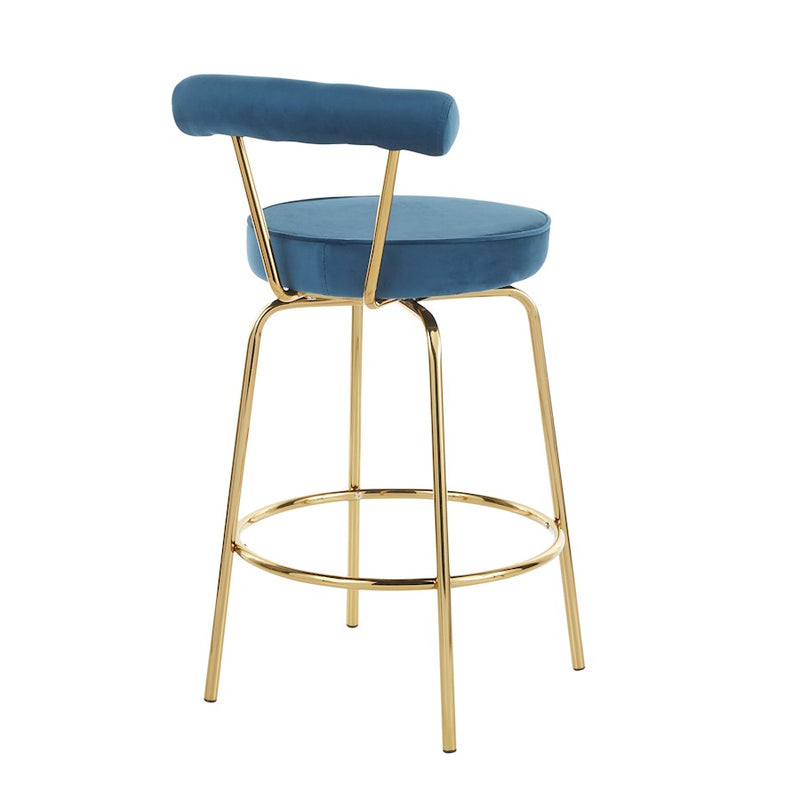 LumiSource Rhonda Counter Stool Set of 2 | Art Deco Sage Green Velvet & Gold Metal | Kitchen Island & Bar Seating | Model B26-RHONDAAULGN2