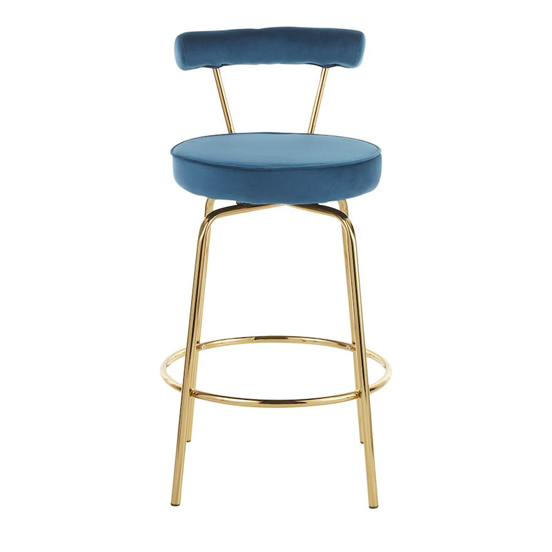 LumiSource Rhonda Counter Stool Set of 2 | Art Deco Sage Green Velvet & Gold Metal | Kitchen Island & Bar Seating | Model B26-RHONDAAULGN2