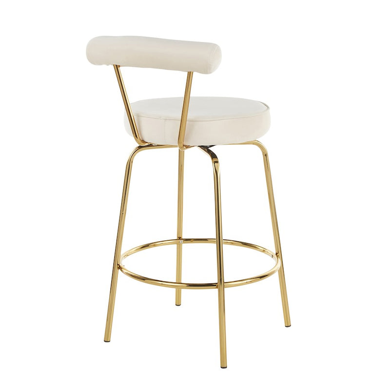 LumiSource Rhonda Counter Stool Set of 2 | Art Deco Sage Green Velvet & Gold Metal | Kitchen Island & Bar Seating | Model B26-RHONDAAULGN2