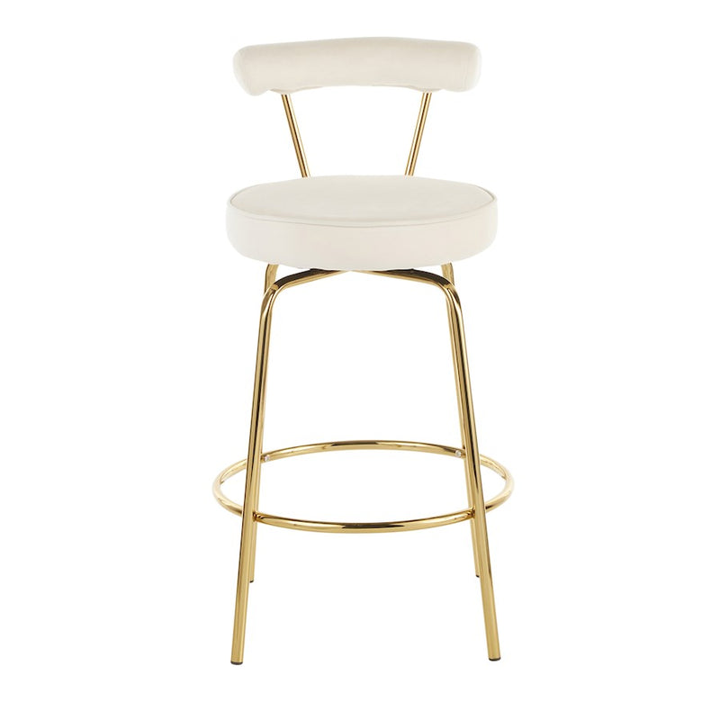 LumiSource Rhonda Counter Stool Set of 2 | Art Deco Sage Green Velvet & Gold Metal | Kitchen Island & Bar Seating | Model B26-RHONDAAULGN2