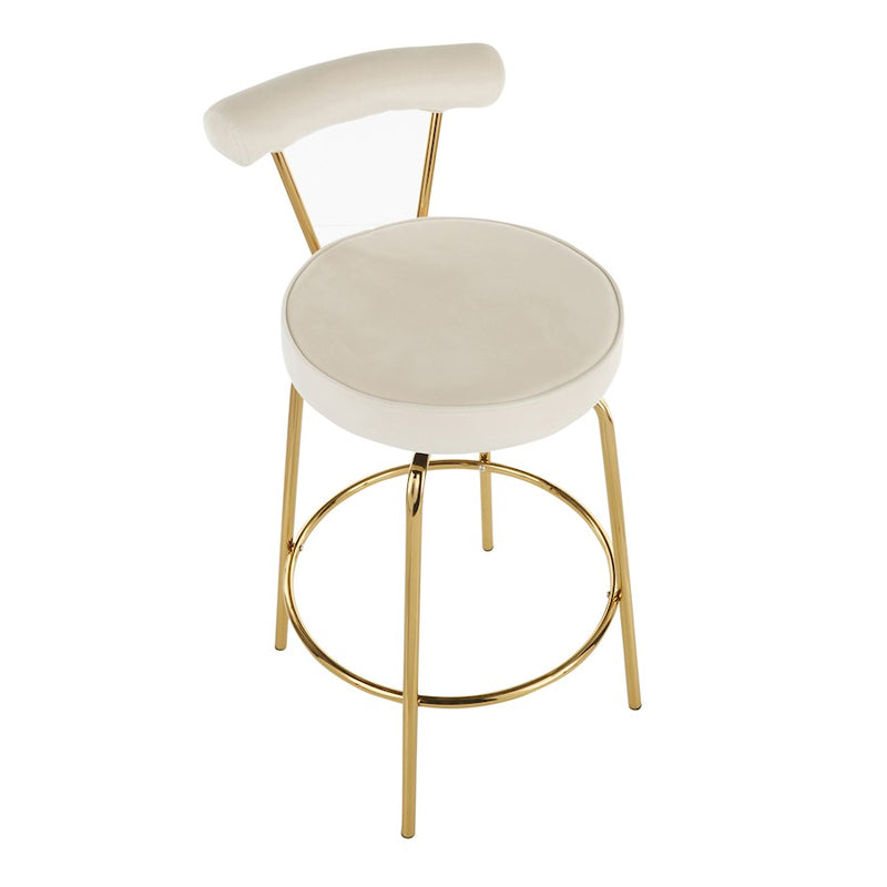 LumiSource Rhonda Counter Stool Set of 2 | Art Deco Sage Green Velvet & Gold Metal | Kitchen Island & Bar Seating | Model B26-RHONDAAULGN2
