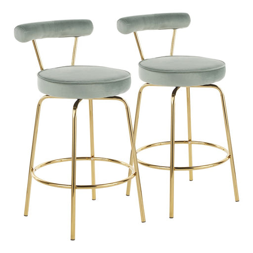 LumiSource Rhonda Counter Stool, Set of 2, Gold Metal