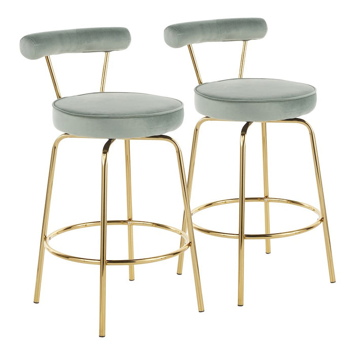 LumiSource Rhonda Counter Stool, Set of 2, Gold Metal