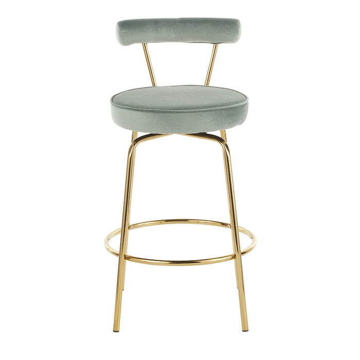 LumiSource Rhonda Counter Stool, Set of 2, Gold Metal